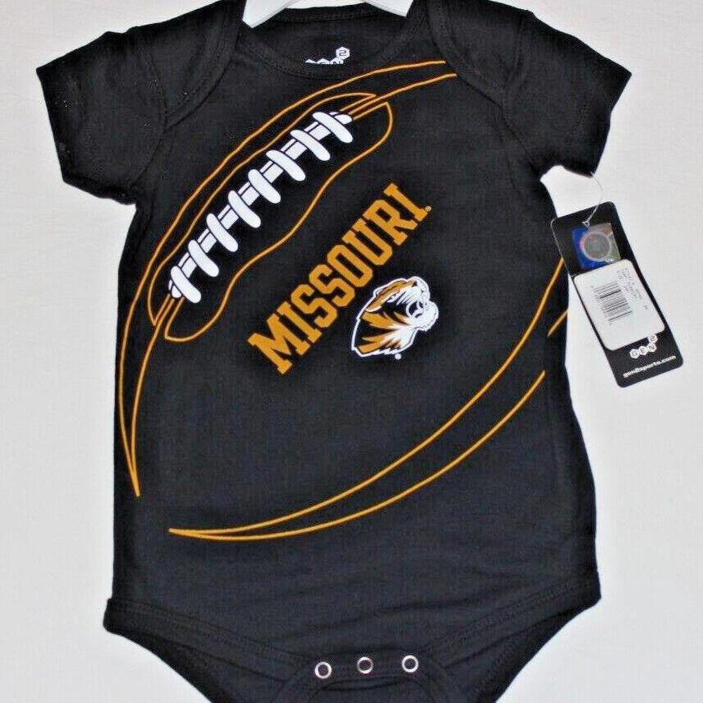 NEW INFANT NCAA MISSOURI TIGERS ONE-PIECE SHORT SLEEVE PULLOVER BODYSUIT W/SNAPS